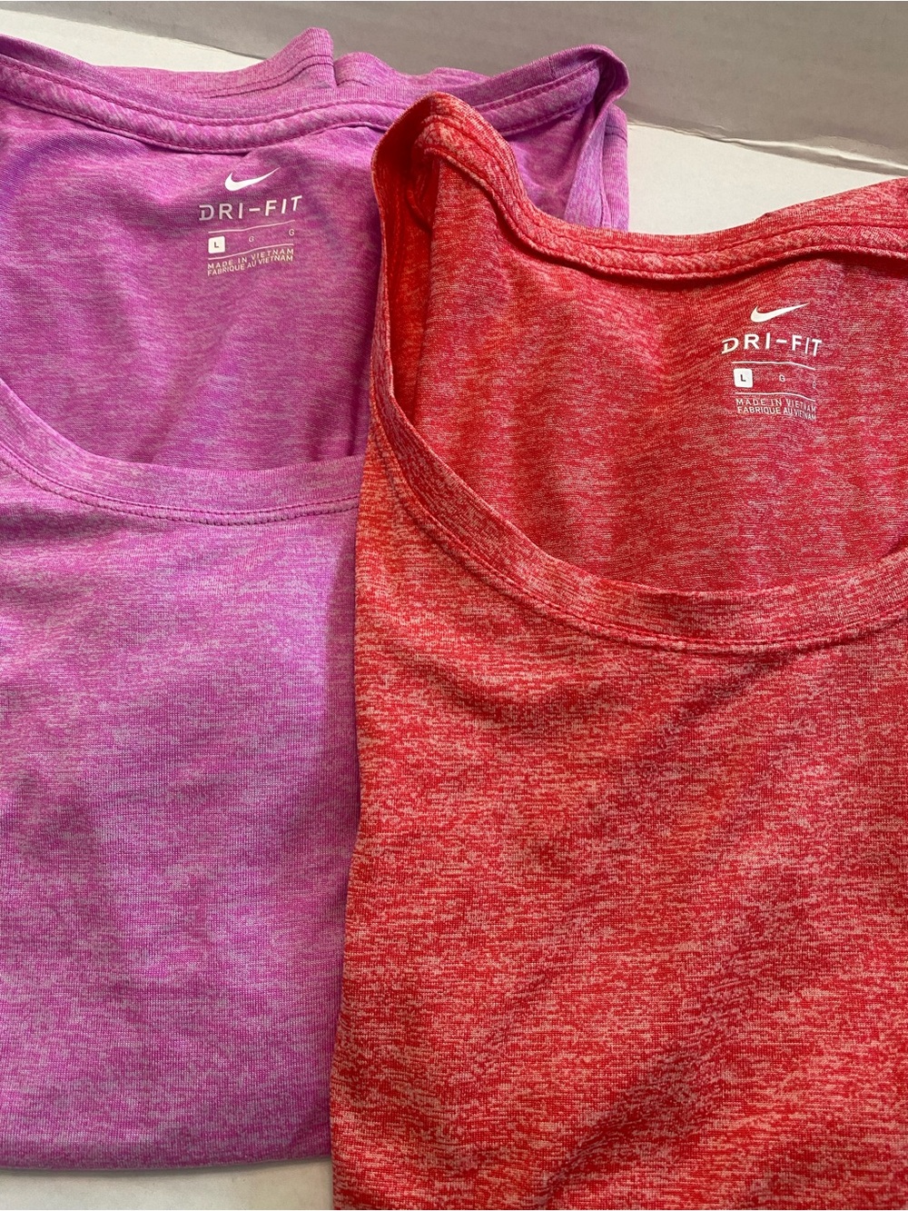 Set of 2 Nike Dri-Fit Women’s Short Sleeve Athletic Tops - Pink & Red Heather